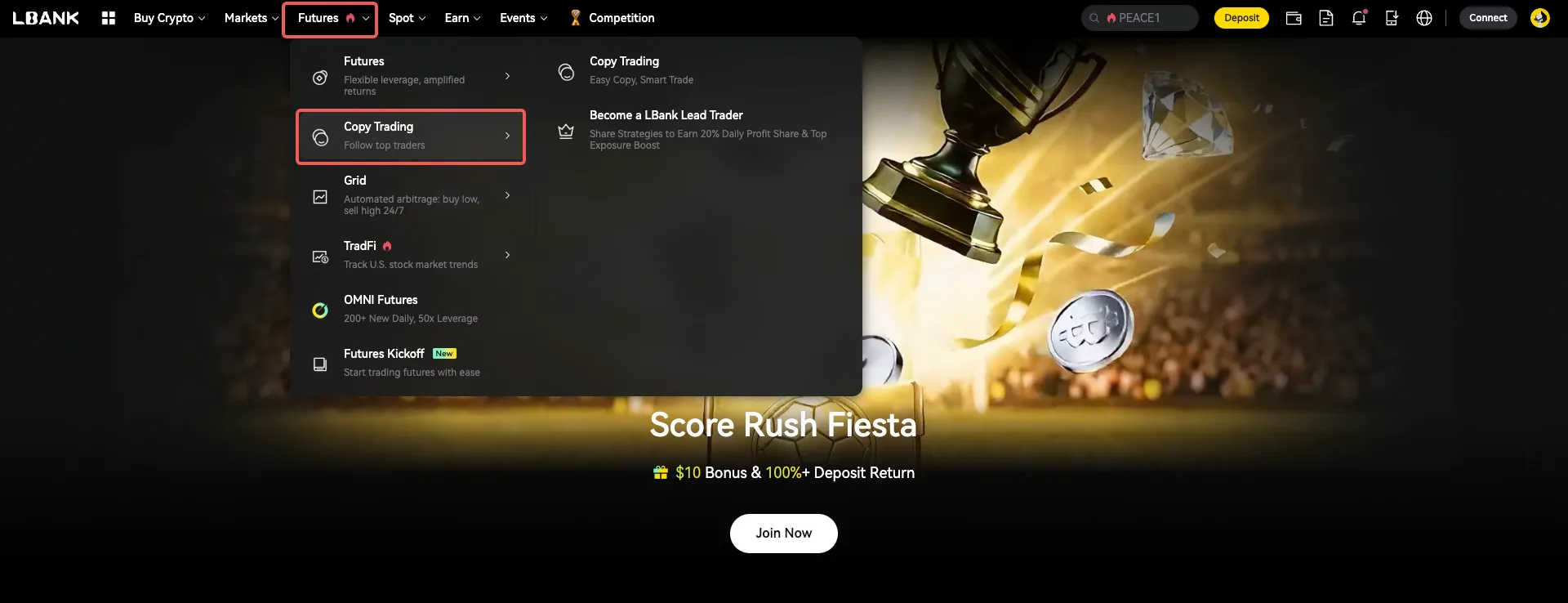 LBank Copy Trading Navigation