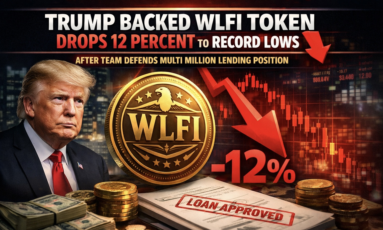 ट्रम्प समर्थित WLFI टोकन 12% गिरकर रिकॉर्ड निम्न स्तर पर पहुंचा