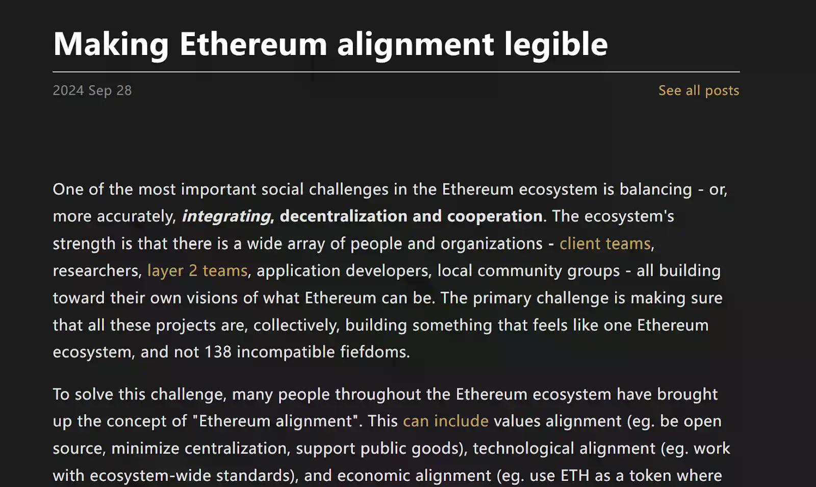 穿透Ethereum「退化」喧嚣:为什么「以太坊价值观」是最宽的护城河?