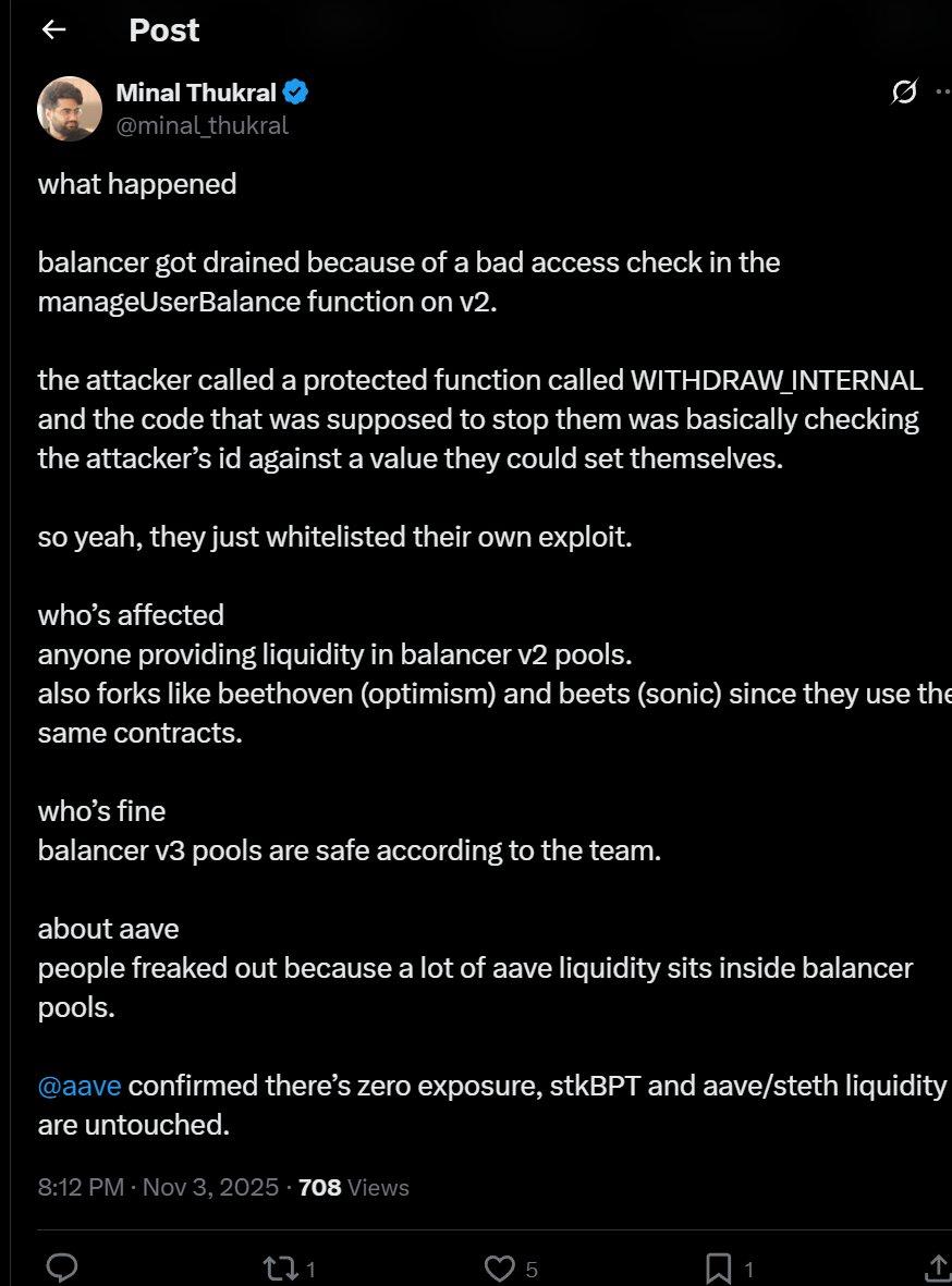 DeFi 巨震:Balancer 遭多链协同攻击,1.16 亿美元瞬间蒸发