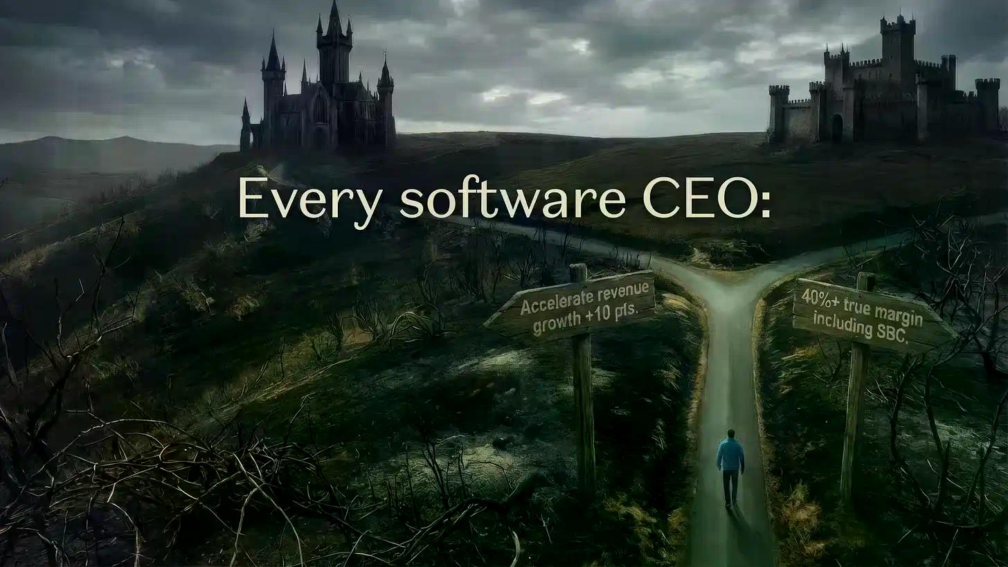 软件行业只剩两条路了:要么AI原生产品增长10%,要么真实利润达到40%