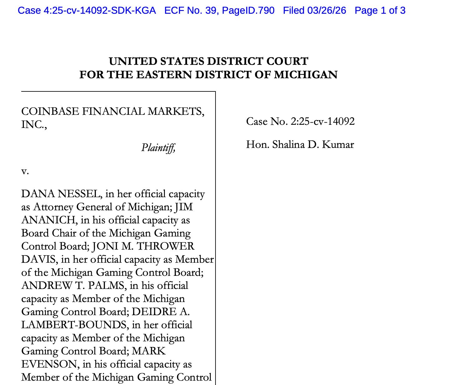 Coinbase, Law, Detroit, Prediction Markets