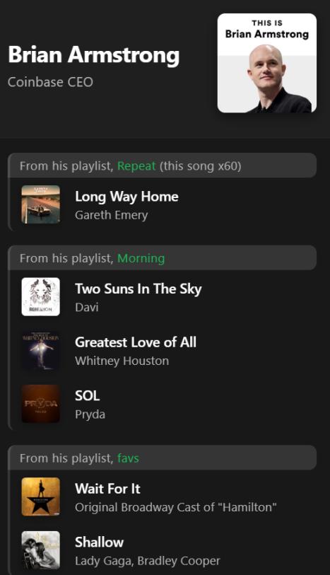加密大佬歌单遭曝光:SBF 爱心碎曲,Brian 为它单曲循环 60 次